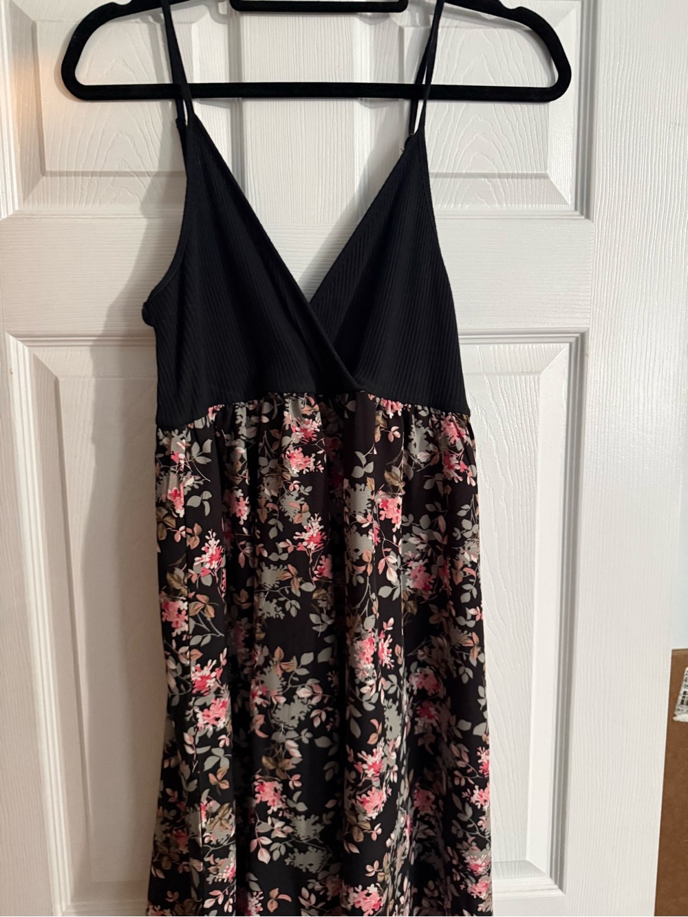 SHEIN Black Maxi Dress with Pink Floral Print